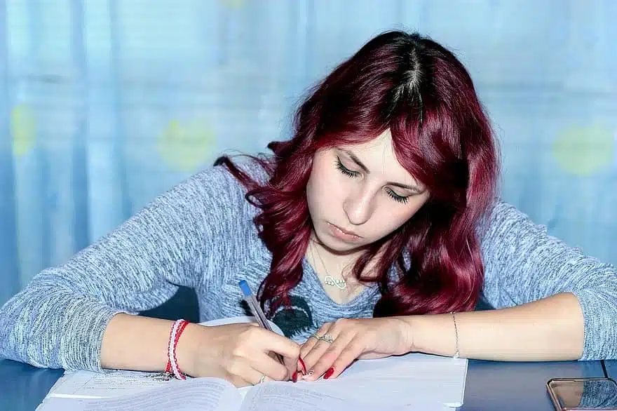 A Girl Writing Essay