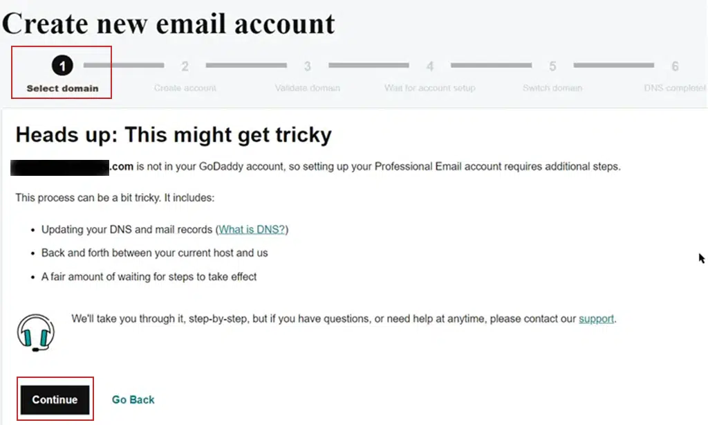 Configure Email step 1