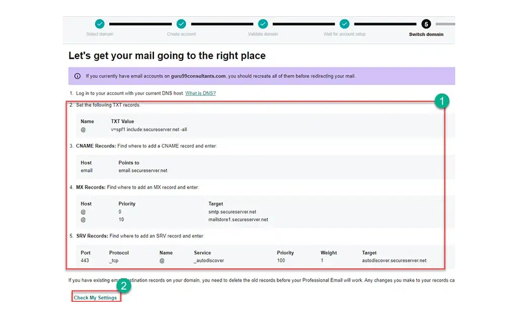 Configure Email step 4