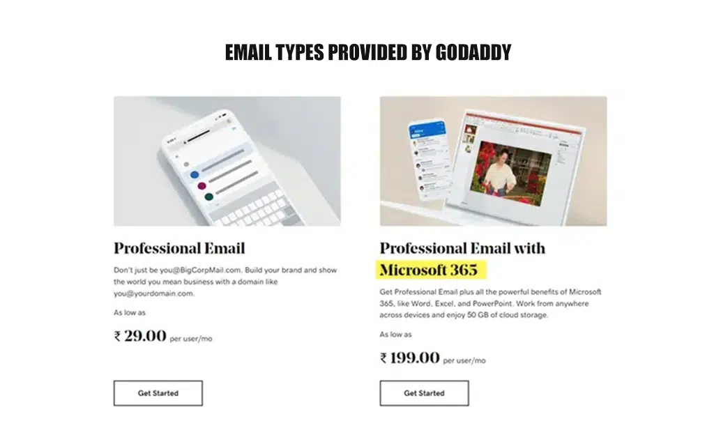 Email Types Provided by GoDaddy