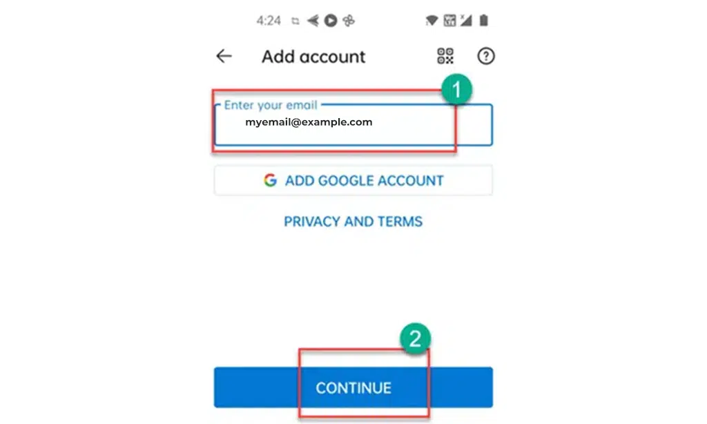 GoDaddy Email on mobile step 1