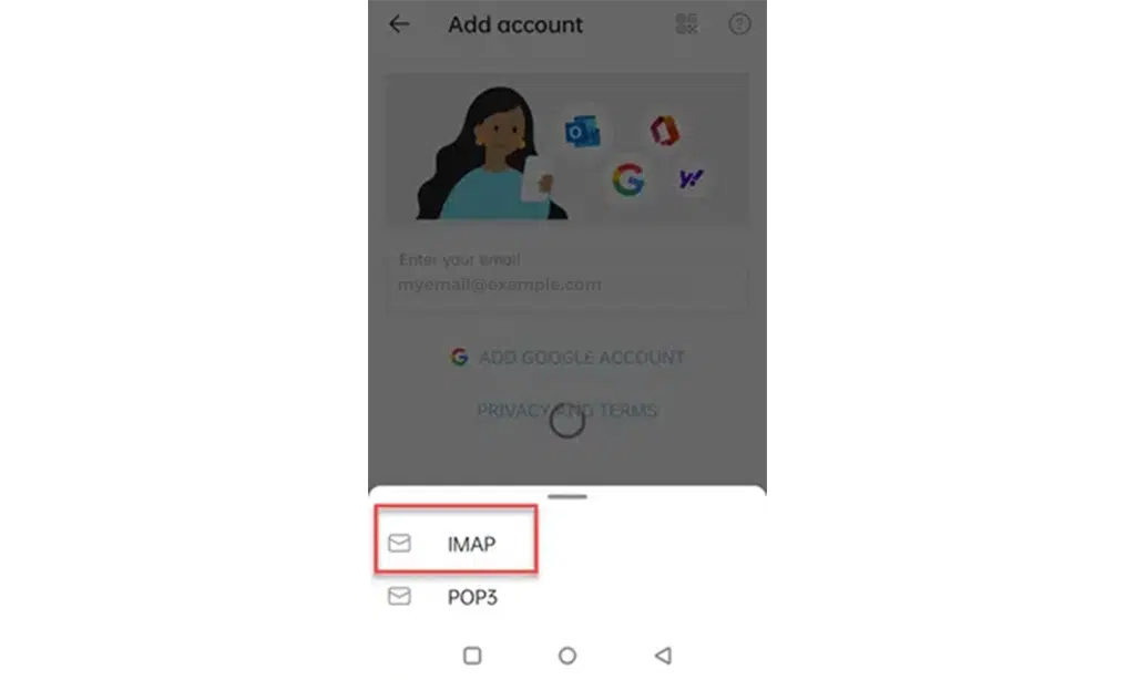 GoDaddy Email on mobile step 2
