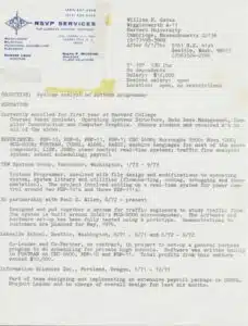 Bill Gates first resume