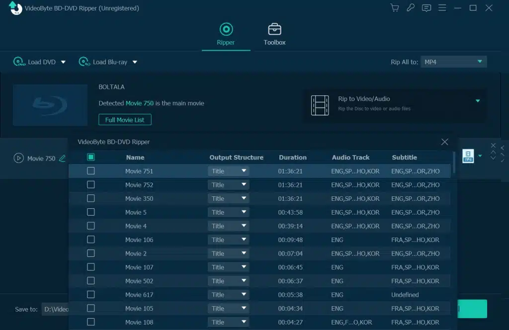 Choose Blu-ray Video to Rip