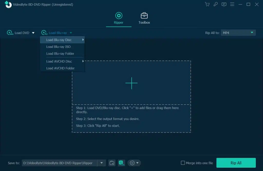 Load Blu-ray Movie Disc