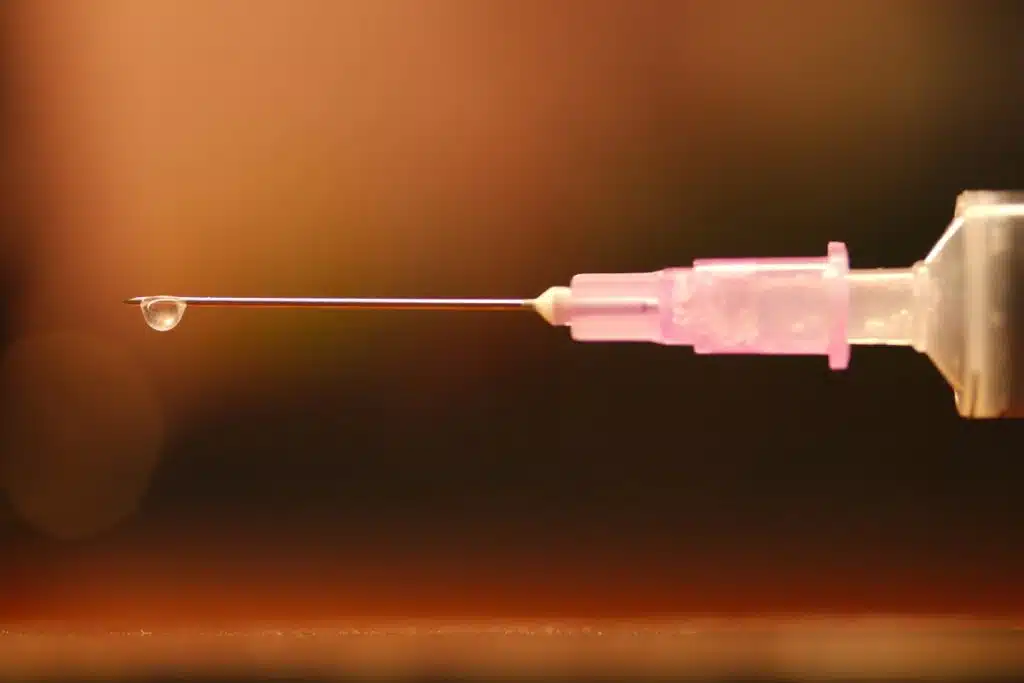 Closeup shot of a syringe with needle