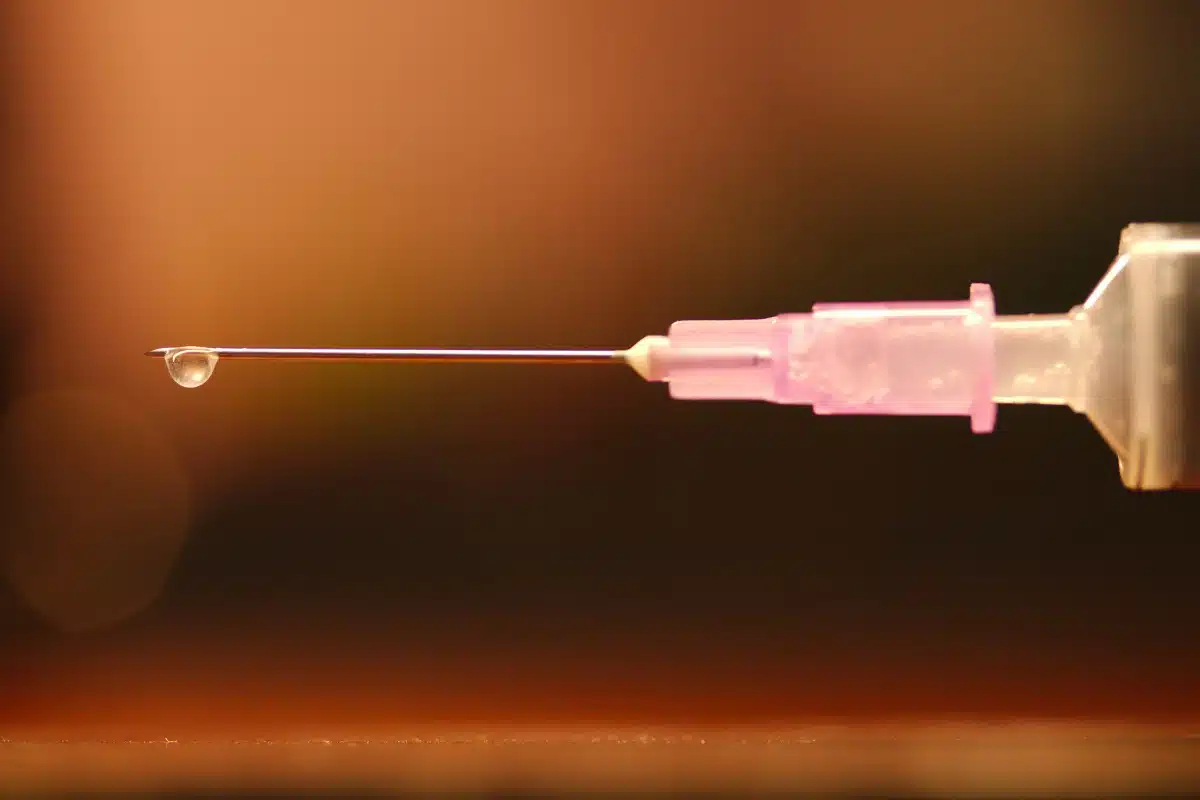 Closeup shot of a syringe with needle