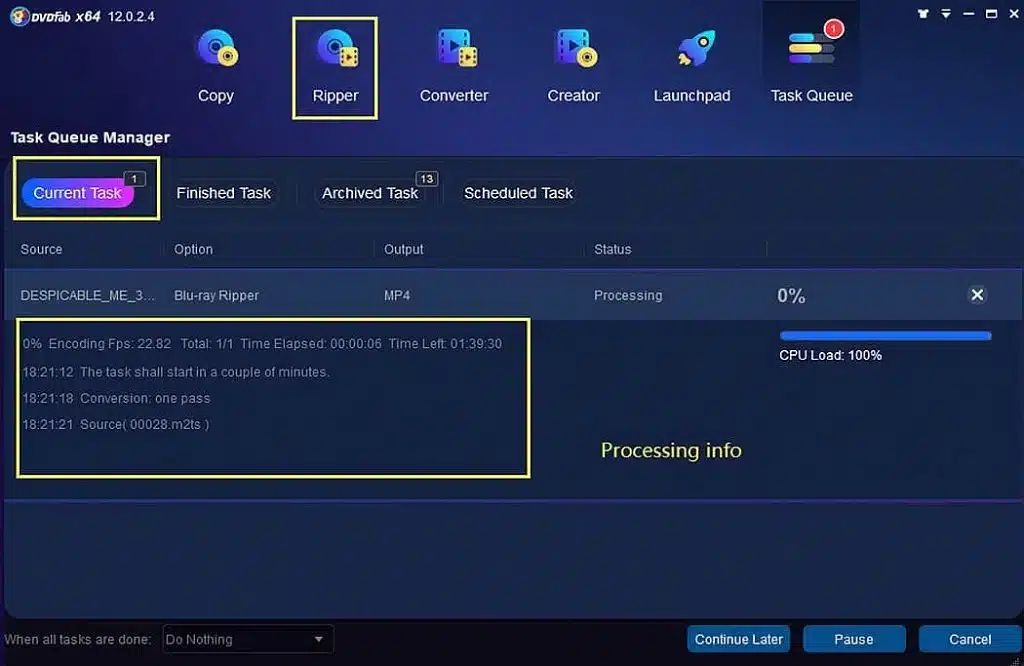 Blu-ray to the output format you've selected