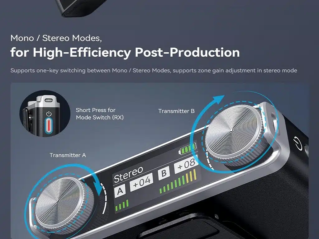 Switchable between mono stereo for efficiency