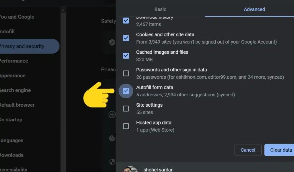 How to clear out existing autofill data in Chrome?