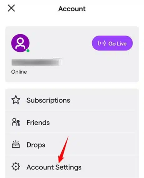 Click on Account setting