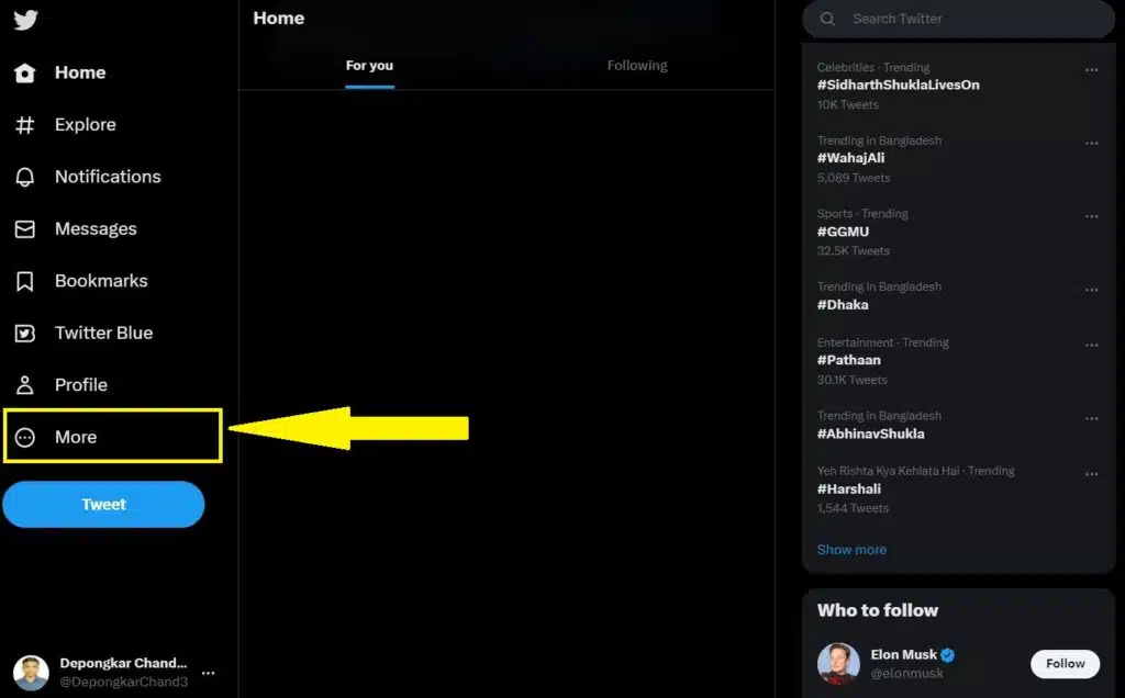 Click on the three dots icon