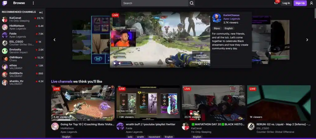 Go to the Twitch website