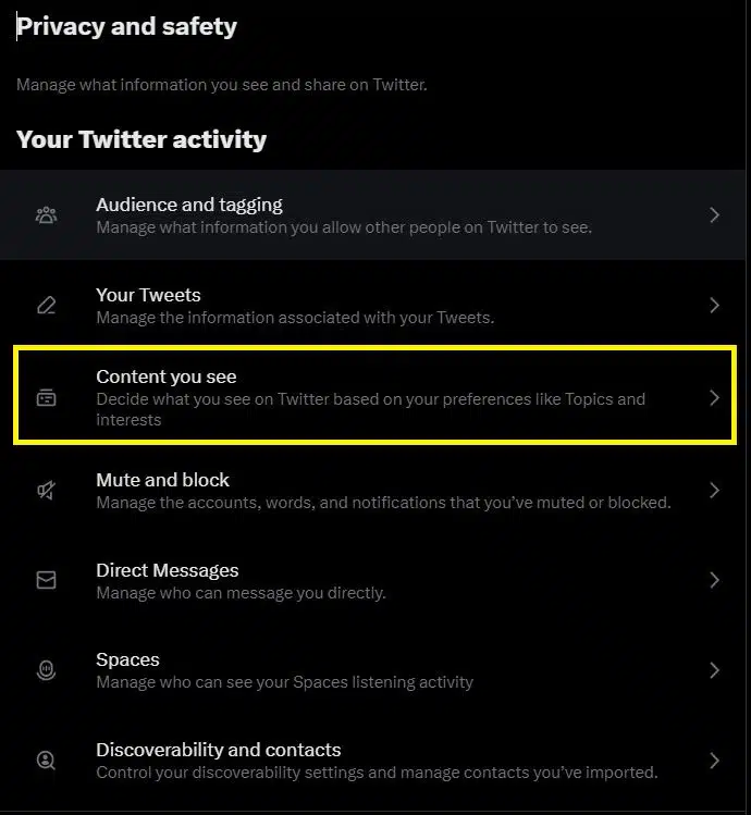 Select Content you see