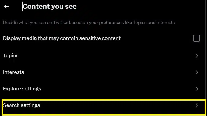 Select Search Settings