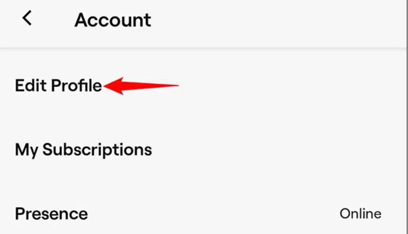 click on the Edit Profile tab