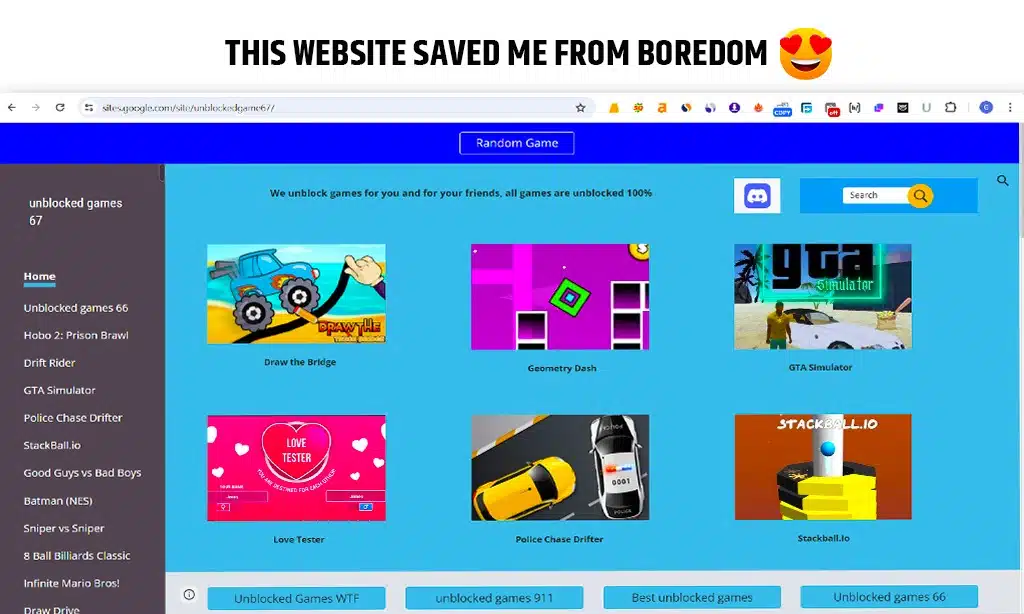 website to play unblocked games 67