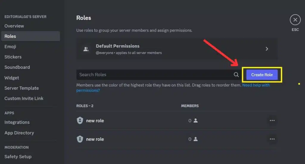 Click on the Create Role