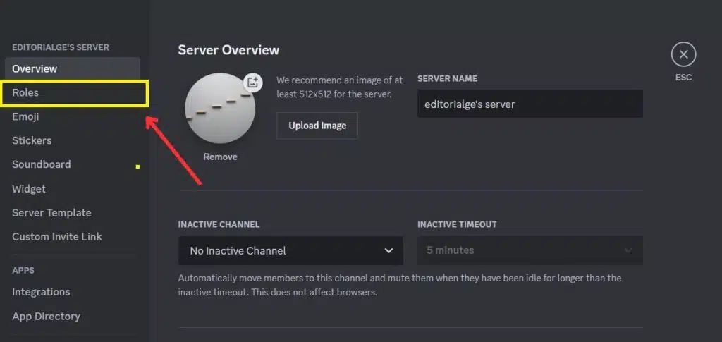Click on the Roles tab