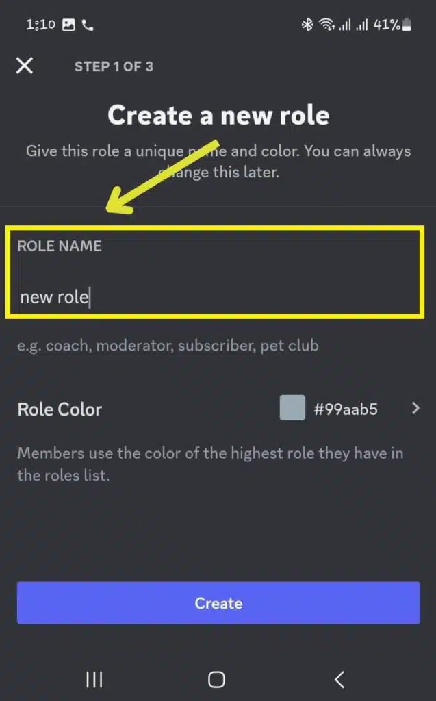 Enter a name for your new role