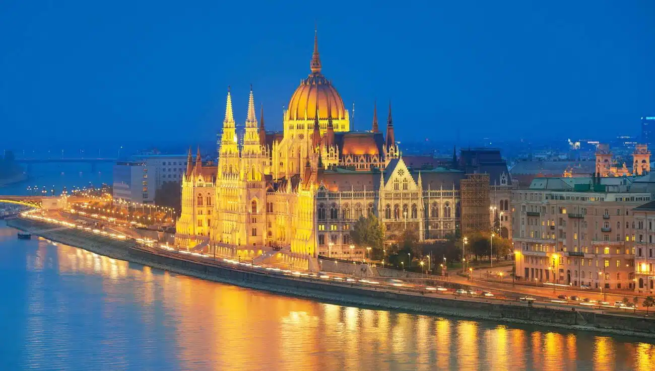 View at Parliament Building, Danube River, Budapest, Hungary