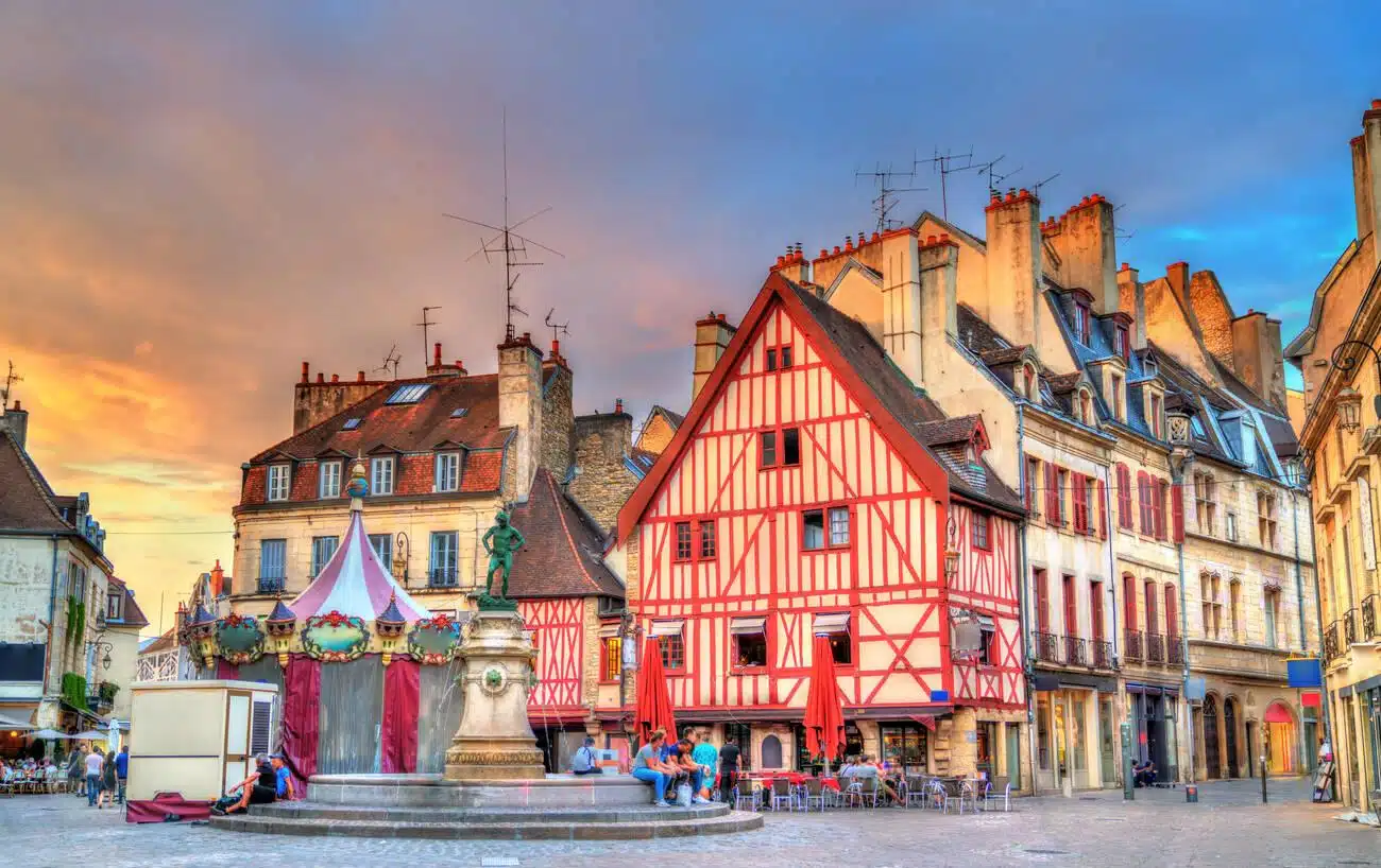 Traditional buildings in the Old Town of Dijon, France