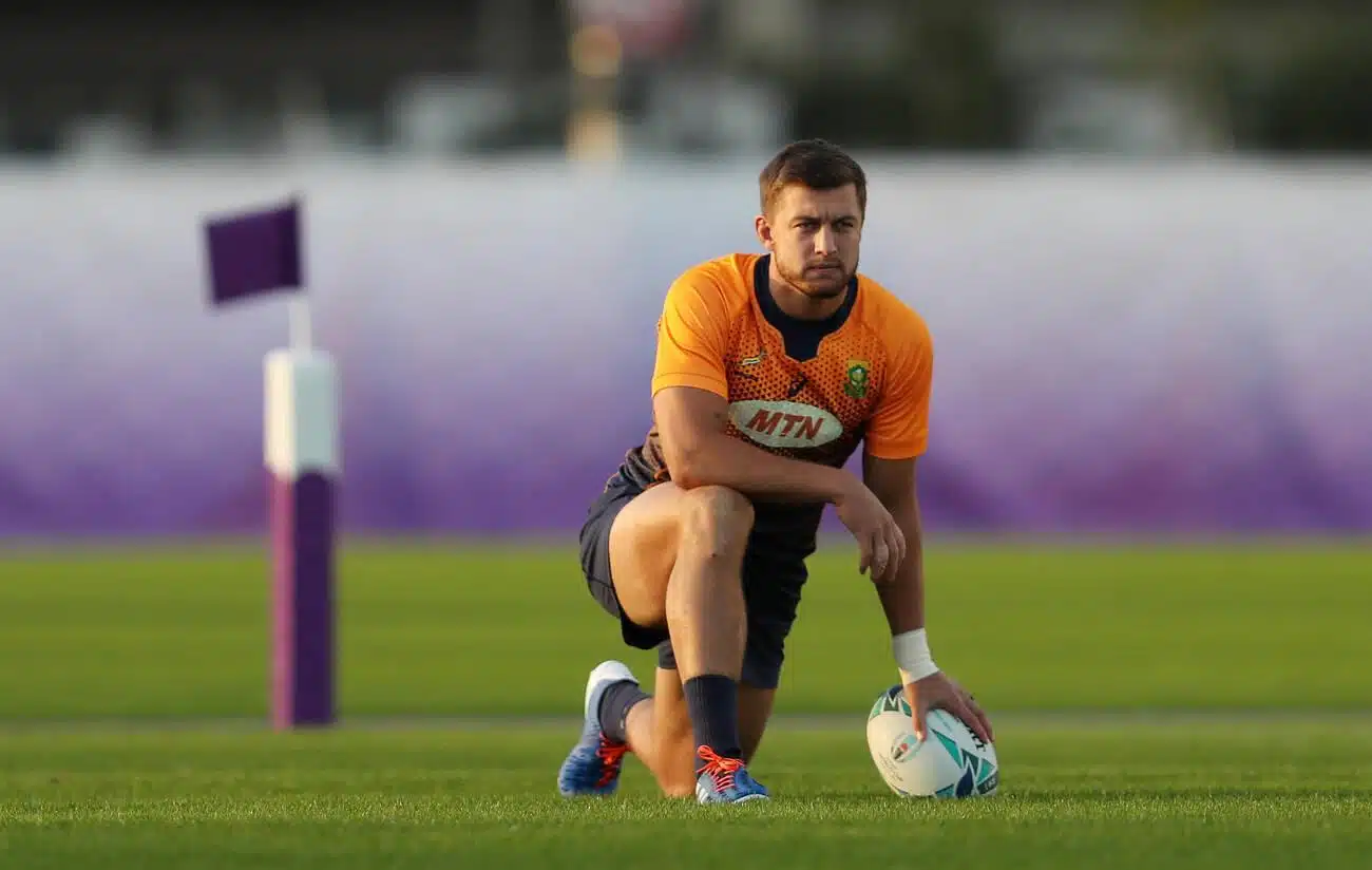 South Africa's Handre Pollard during the training session at Arcs Urayasu Park.