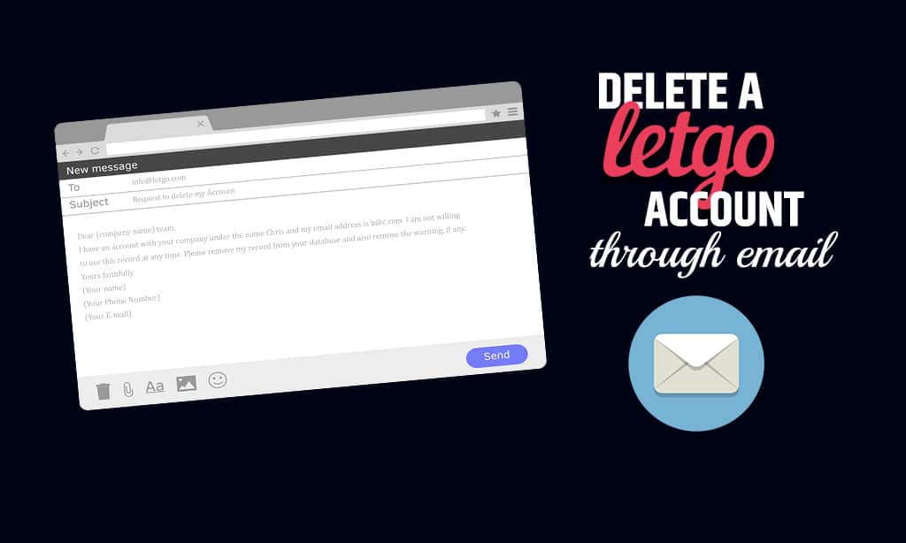 how to delete letgo account through email