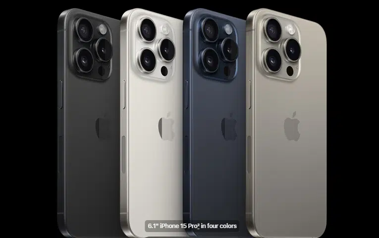 apple iphone 15 pro in 4 colors