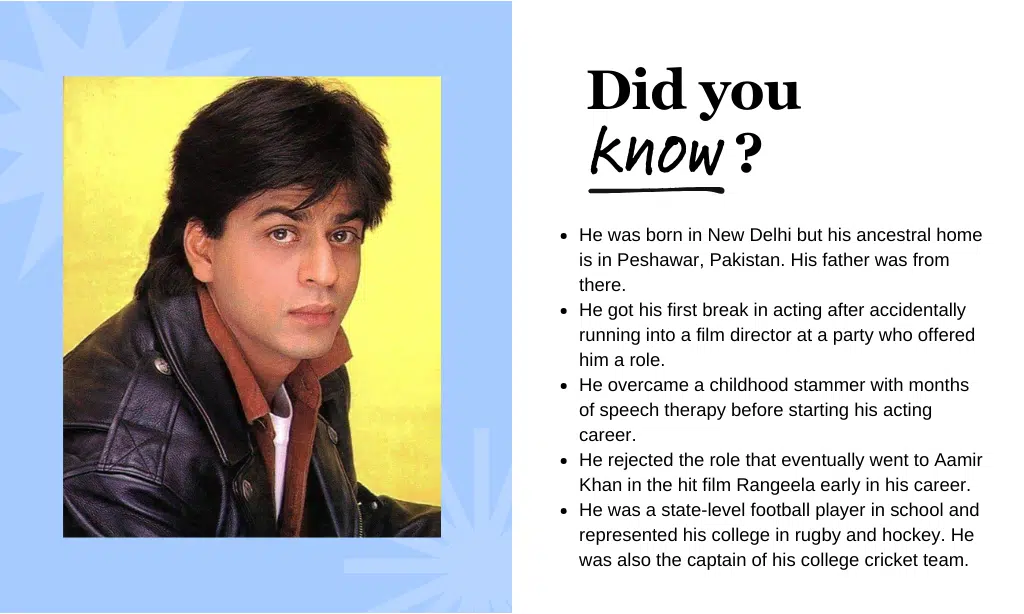 interesting facts about shah rukh khan
