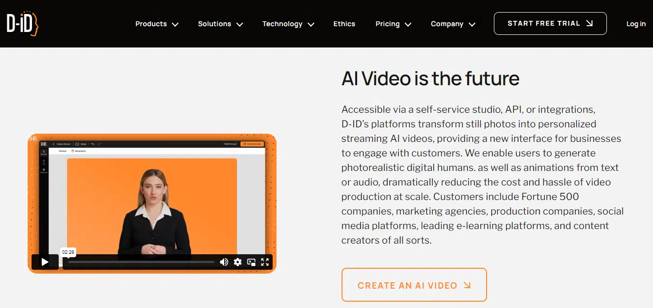 d-id website interface