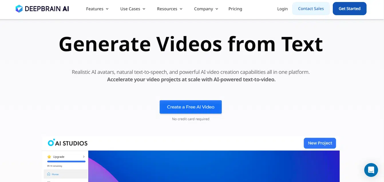 deepbrain ai website interface