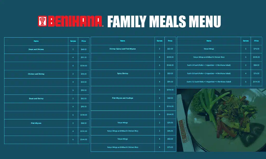 family meals menu