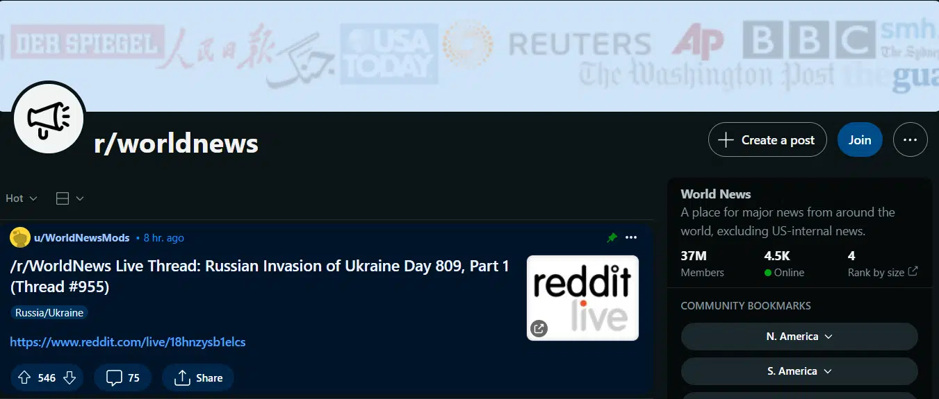 r/worldnews subreddit