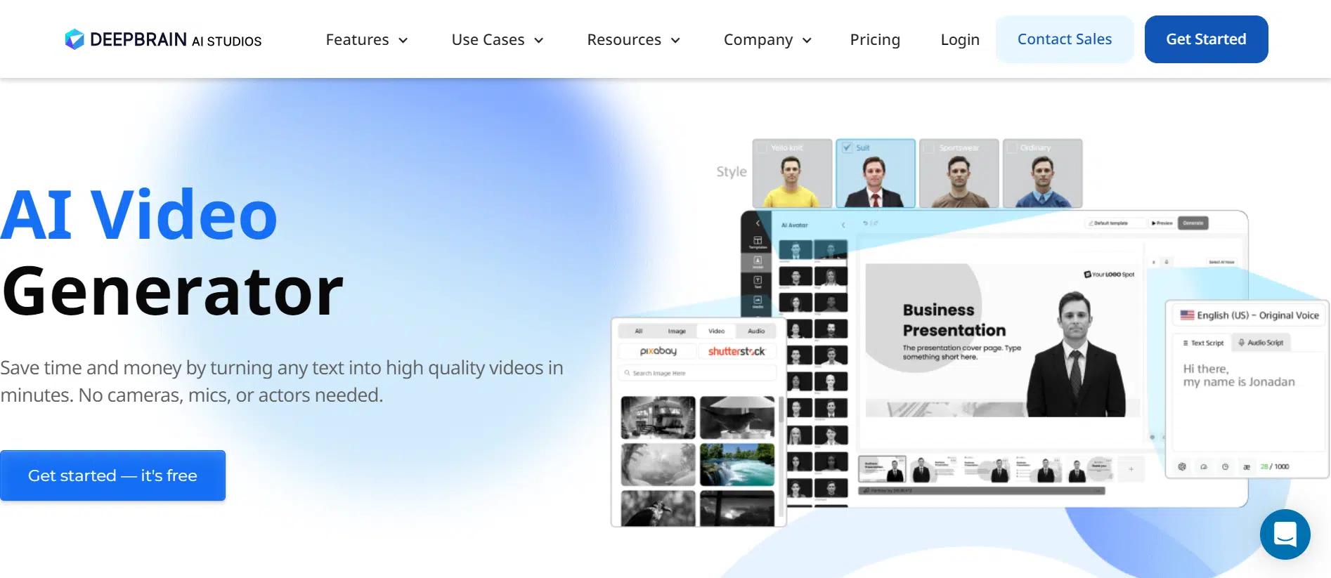 deep brain ai website interface