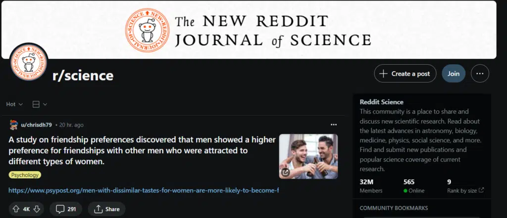 r/science subreddit
