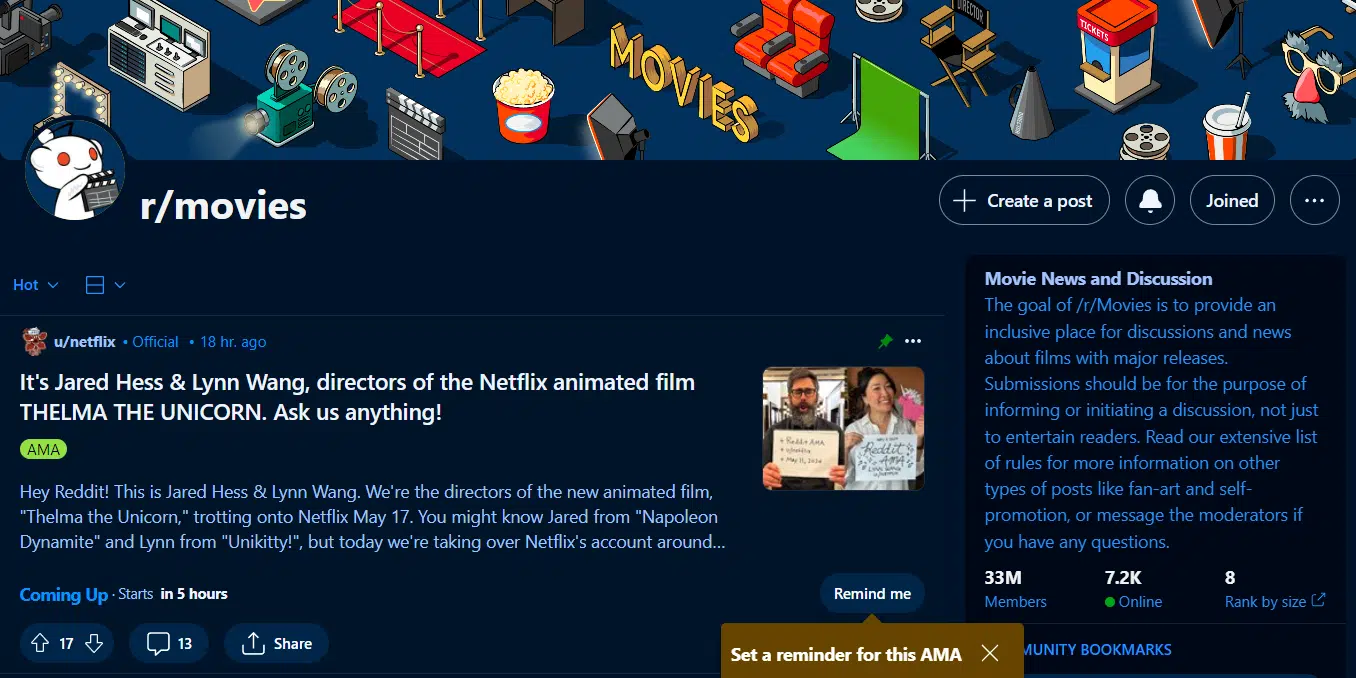 r/movies subreddit
