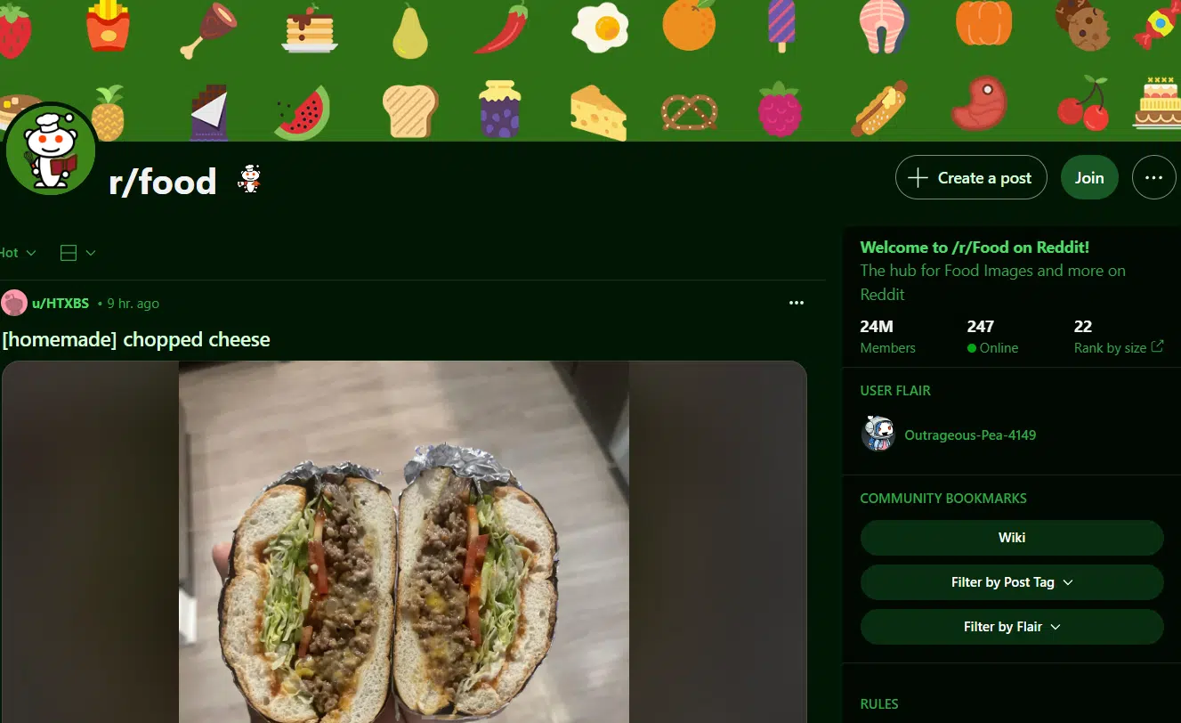 r/food subreddit