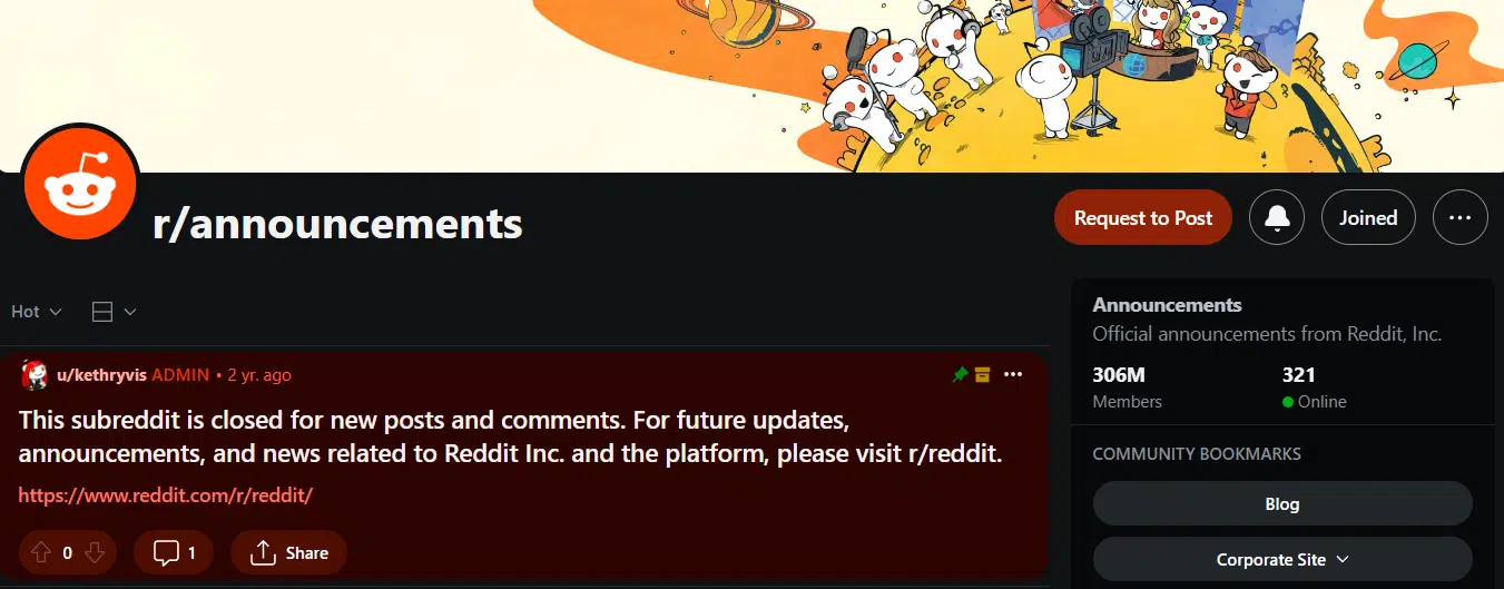 r/announcements subreddits