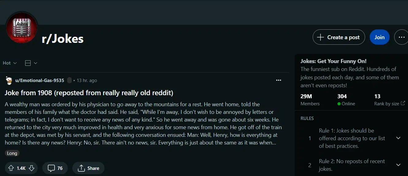 r/jokes subreddit