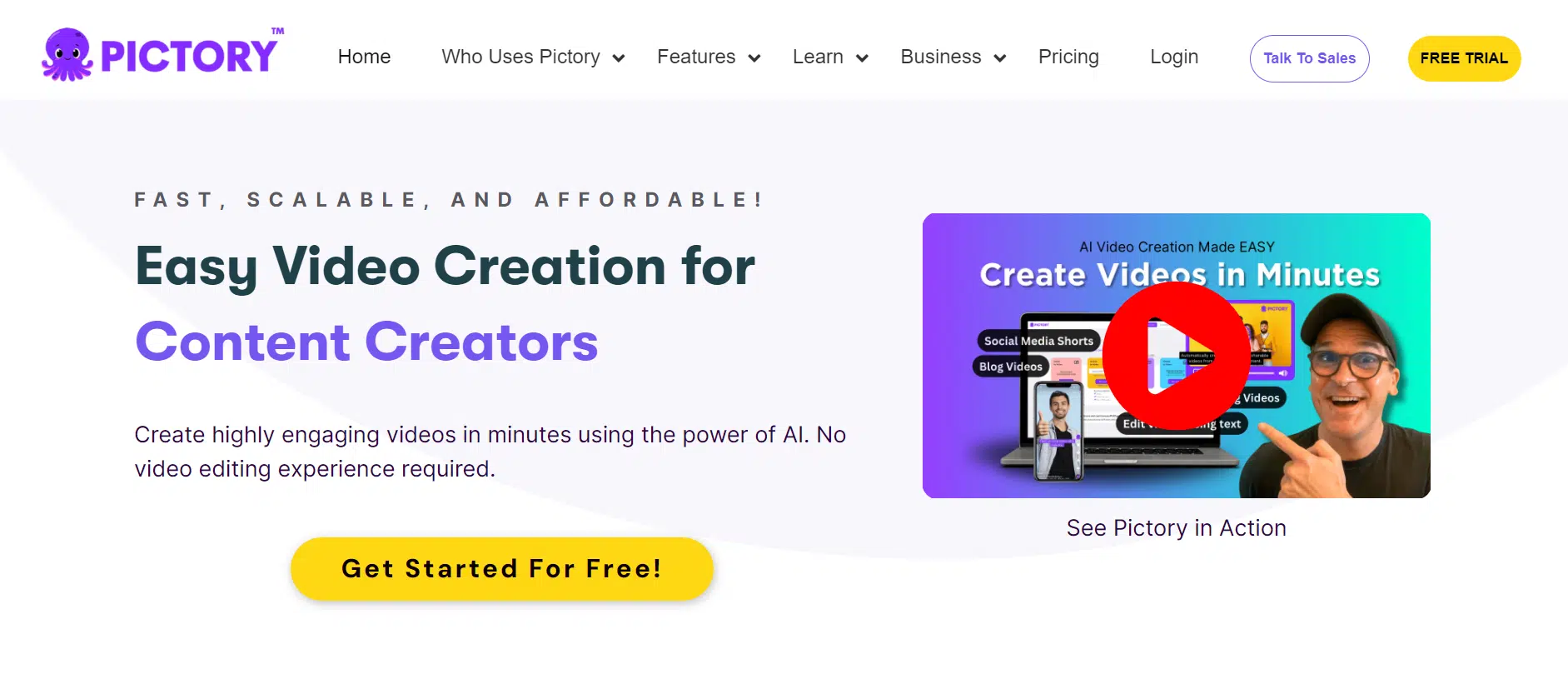 pictory website interface