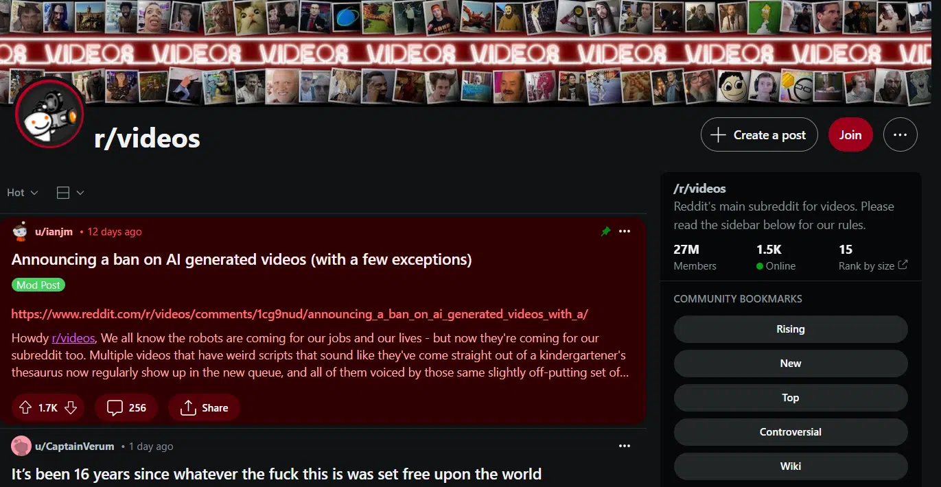 r/videos subreddit
