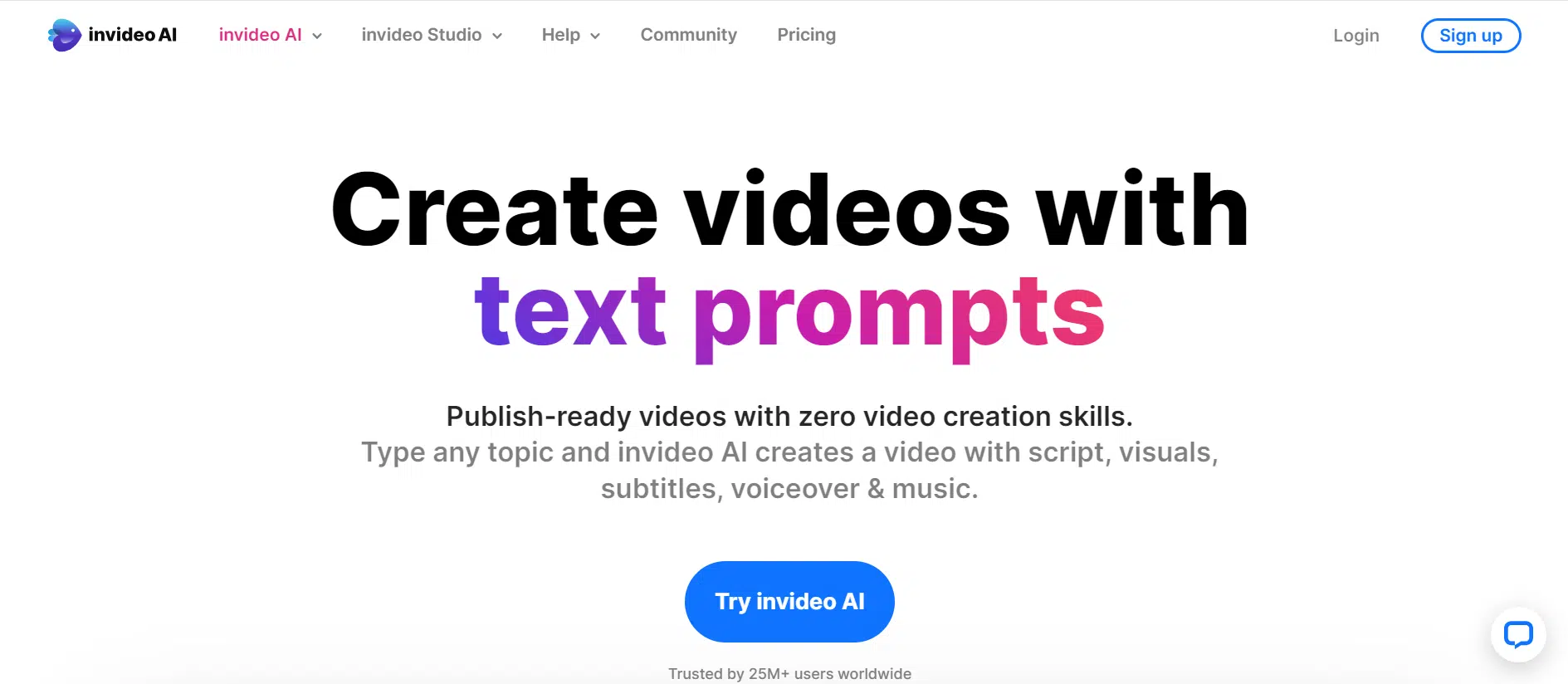 invideo website interface