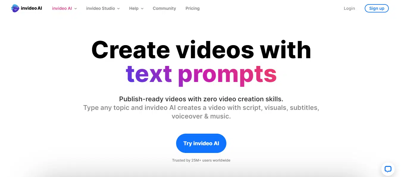 invideo ai website interface