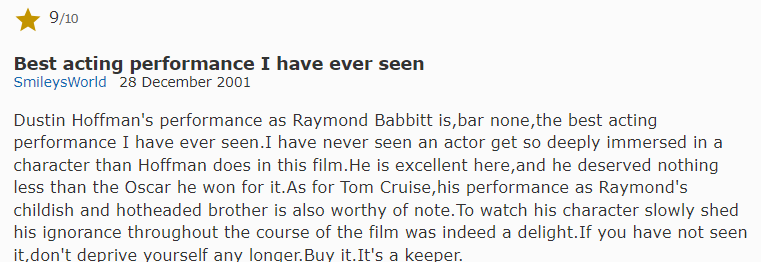 rain man user review from IMDB