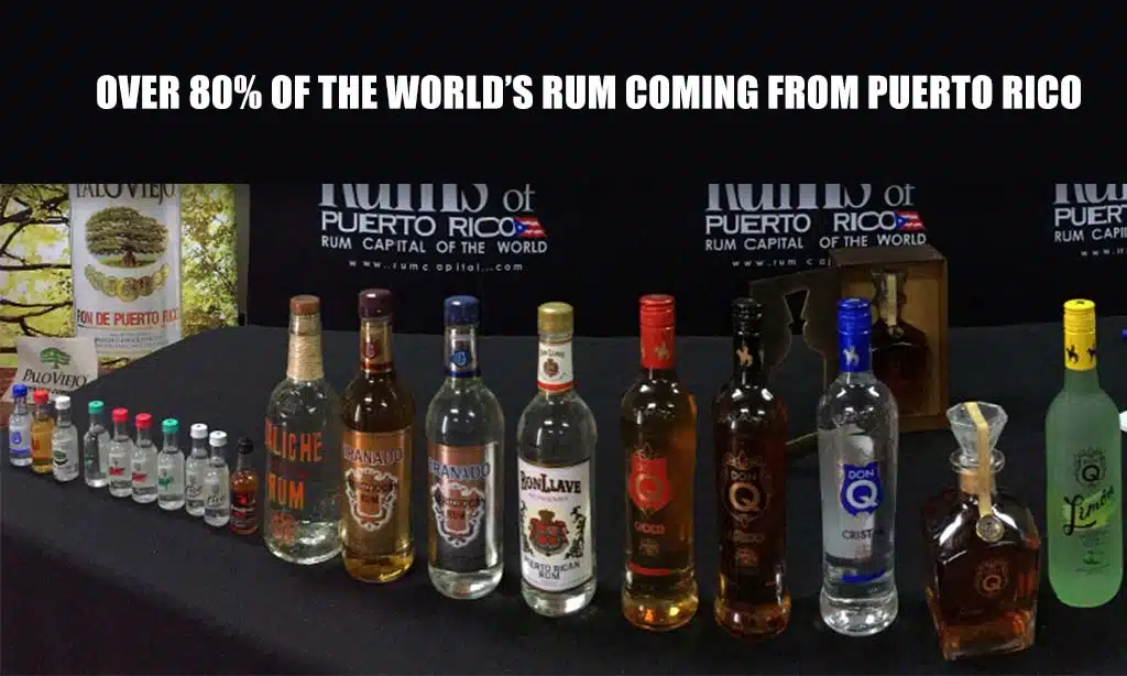 Rum production is a significant industry, with over 80% of the world’s rum coming from Puerto Rico