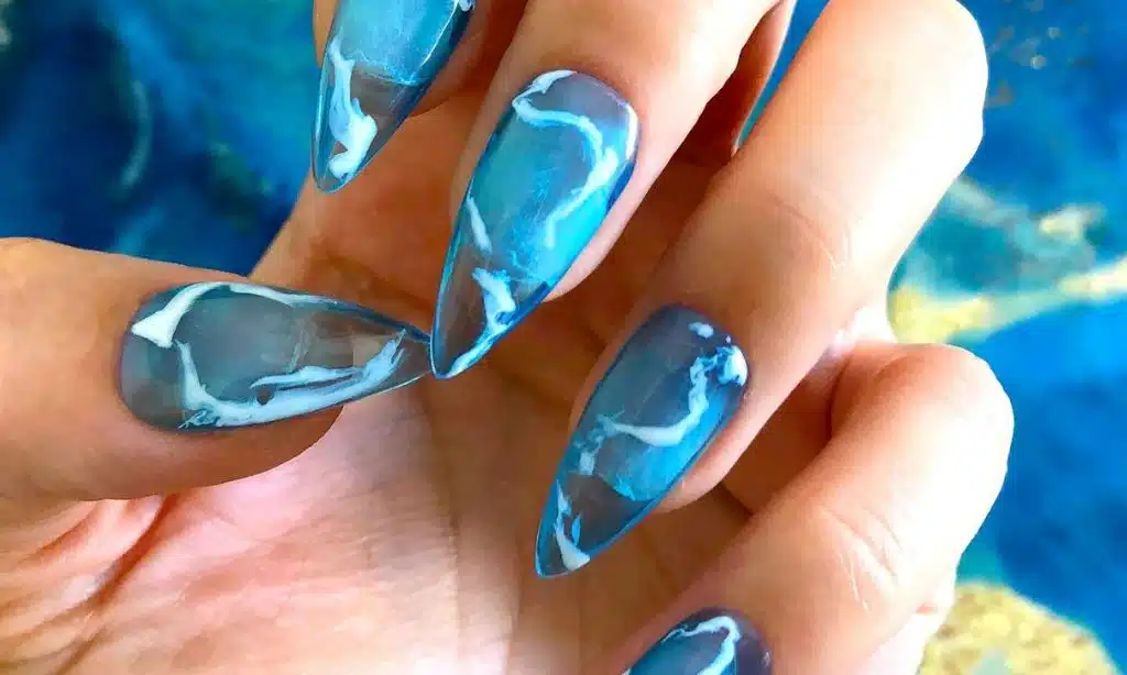 Blue Waves nail art