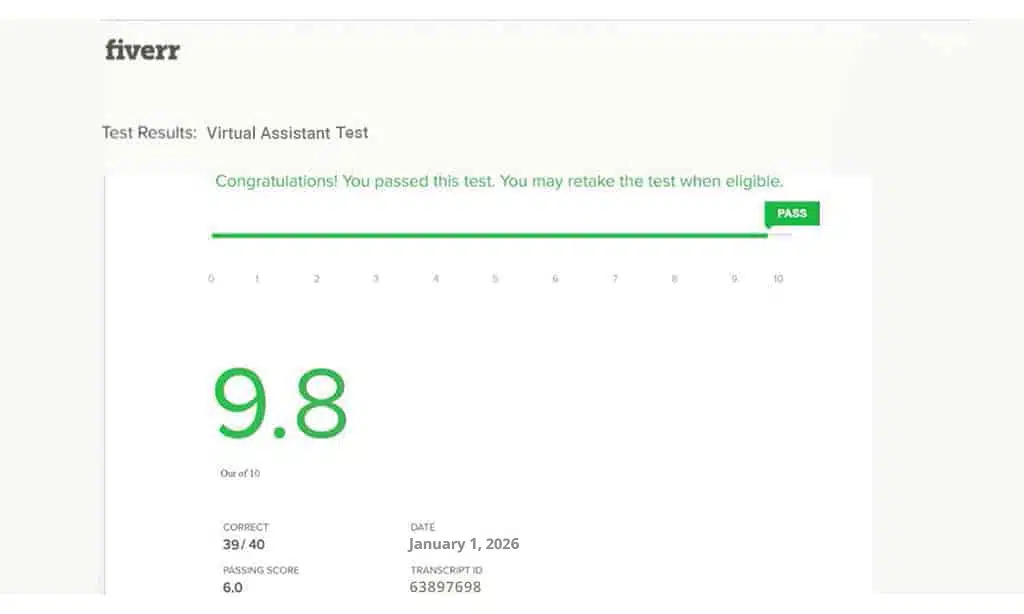 Fiverr Virtual Assistant Test Answers 2026
