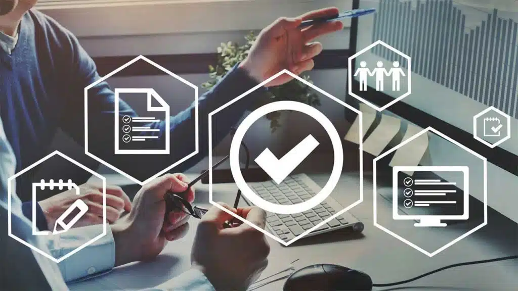 Business project management and task completion concept.