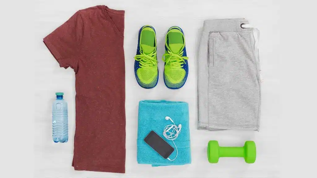 Flat lay of workout essentials